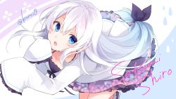 Rule 34 | 1girl, blue eyes, character name, dress, ghost, ghost girl, highres, kuroi (liar-player), long hair, looking at viewer, pale skin, satsumi shiro, sleeves past wrists, solo, vdonburi, virtual youtuber, white hair