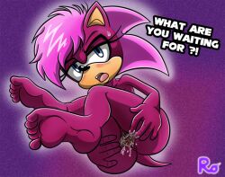 Rule 34 | 1girl, anus, ass, ass focus, barefoot, clitoris, completely nude, cum, dic entertainment, feet, furry, legs, nude, pink hair, presenting, presenting pussy, purple fur, purple hair, pussy, pussy juice, sega, soles, sonia the hedgehog, sonic (series), sonic underground, spread pussy, toes, uncensored