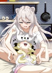 Rule 34 | + +, 2girls, ahoge, animal ears, armpits, blonde hair, breasts, camisole, commentary request, drooling, ear piercing, grey hair, hair between eyes, highres, hololive, horns, kitchen, lion ears, long hair, low twintails, medium breasts, messy hair, mouth drool, multiple girls, official alternate costume, official alternate hair length, official alternate hairstyle, piercing, pink shorts, sheep ears, sheep horns, shirt, shishiro botan, shishiro botan (casual), short shorts, shorts, sidelocks, t-shirt, taachika, tickling, tickling armpits, tsunomaki watame, tsunomaki watame (loungewear), twintails, very long hair, virtual youtuber, white camisole, white shirt, yuri