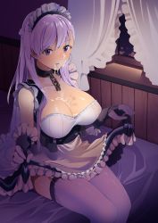 Rule 34 | 1girl, apron, azur lane, belfast (azur lane), blush, braid, breasts, byte (allbyte), chain, cleavage, collar, collarbone, corset, cum, cum in mouth, cum on body, cum on breasts, cum on upper body, cumdrip, facial, french braid, frilled apron, frilled gloves, frills, gloves, hair between eyes, highres, large breasts, long hair, maid, maid apron, maid headdress, silver hair, solo, thighhighs, white apron, white gloves