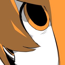 Rule 34 | 1girl, a.i. voice, adachi rei, close-up, colored skin, hair between eyes, hashtag-only commentary, highres, limited palette, looking at viewer, mochihamo chiya, orange eyes, orange hair, portrait, solo, utau, white skin