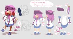 Rule 34 | 1girl, :d, :o, ^ ^, absurdres, ai (idaten93), bandana, blue eyes, blue footwear, blush, boots, character sheet, closed eyes, closed mouth, commentary request, detached sleeves, dress, closed eyes, gradient hair, grey background, hair over one eye, highres, idaten93, long sleeves, looking at viewer, multicolored hair, multiple views, open mouth, orange hair, original, parted lips, pink hair, profile, shaded face, sleeveless, sleeveless dress, sleeves past wrists, smile, standing, standing on one leg, stuffed animal, stuffed rabbit, stuffed toy, translation request, white dress, wide sleeves