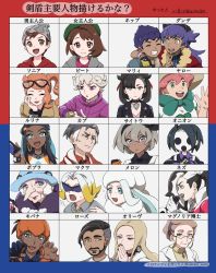Rule 34 | 6+boys, 6+girls, allister (pokemon), aqua eyes, asymmetrical bangs, baseball cap, bea (pokemon), beanie, bede (pokemon), beige headwear, black-framed eyewear, black choker, black hair, black hairband, black jacket, blonde hair, blue eyes, bob cut, bow hairband, brothers, brown eyes, brown hair, cable knit, cardigan, choker, claw pose, clenched teeth, closed eyes, closed mouth, coat, collared dress, collared shirt, creatures (company), curly hair, dark-skinned female, dark-skinned male, dark skin, dress, dynamax band, earrings, eyelashes, eyeshadow, eyewear on head, eyewear strap, facial hair, fur-trimmed jacket, fur trim, game freak, glasses, gloria (pokemon), gloves, gordie (pokemon), green eyes, green headwear, grey cardigan, grey eyes, grey hair, grey headwear, gym leader, hair between eyes, hair ribbon, hairband, hat, hooded cardigan, hoop earrings, hop (pokemon), iruzu (pixiv27236115), jacket, jewelry, kabu (pokemon), lab coat, leon (pokemon), long hair, looking at another, looking at viewer, magnolia (pokemon), makeup, marnie (pokemon), mask, melony (pokemon), milo (pokemon), mother and son, multicolored hair, multiple boys, multiple girls, nail polish, necklace, nessa (pokemon), nintendo, old, old woman, oleana (pokemon), opal (pokemon), open mouth, orange hair, partially fingerless gloves, piers (pokemon), pink dress, pink hair, pokemon, pokemon swsh, purple coat, purple eyes, purple eyeshadow, purple hair, purple scarf, raihan (pokemon), red nails, red shirt, ribbon, rose (pokemon), scarf, shirt, short hair, short sleeves, siblings, side ponytail, single glove, smile, sonia (pokemon), streaked hair, sun hat, sunglasses, tam o&#039; shanter, teeth, tongue, towel, towel around neck, translation request, two-tone hair, v, victor (pokemon), watch, white coat, white hair, white headwear, white scarf, white shirt, wristwatch, yellow dress, yellow eyes