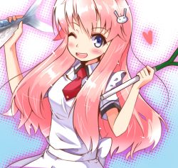 Rule 34 | 1girl, baka to test to shoukanjuu, fumizuki academy school uniform, himeji mizuki, long hair, one eye closed, pink hair, school uniform, tagme, wink