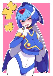 Rule 34 | +++, 1girl, absurdres, blush, breasts, buzzlyears, highres, large breasts, fairy leviathan (mega man), looking at viewer, mega man (series), mega man zero (series), naughty face, open mouth, sharp teeth, smile, solo, teeth, tongue, tongue out, upper teeth only