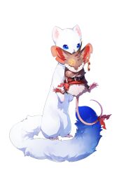 Rule 34 | animal, animal ear piercing, aoiro oto, belt, blue eyes, clothed animal, crossed arms, highres, mouse (animal), no humans, official art, okojou (voicevox), red eyes, red sash, ryouta (voicevox), sash, second-party source, transparent background, voicevox, weasel