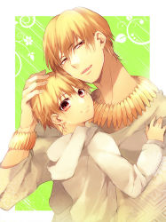 Rule 34 | 2boys, amakura (am as), blonde hair, bracelet, child, child gilgamesh (fate), dual persona, fate/hollow ataraxia, fate/zero, fate (series), gilgamesh (fate), hood, hoodie, jewelry, male focus, multiple boys, necklace, aged up, red eyes, aged down