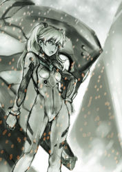 eva_02 greyscale long_hair mecha_pilot_suit mogg monochrome neon_genesis_evangelion plugsuit souryuu_asuka_langley