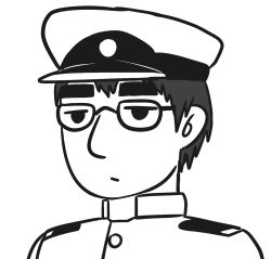 Rule 34 | 1boy, :/, blew andwhite, character request, closed mouth, commentary request, expressionless, flat color, glasses, greyscale, half-closed eyes, hat, highres, jacket, jitome, kantai collection, male focus, military jacket, monochrome, nose, peaked cap, portrait, simple background, sketch, solo, thick eyebrows, white background