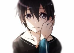 Rule 34 | 10s, 1boy, black eyes, black hair, hand on another&#039;s face, jianmo sl, kirito, male focus, md5 mismatch, pov, resolution mismatch, short hair, solo, source smaller, sword art online, upper body, white background