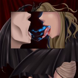 Rule 34 | castlevania (series), demon girl, energy drain, forced, kiss, saliva, saliva trail, tongue, tongue out