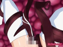 Rule 34 | animated, animated gif, blue eyes, censored, in&#039;youchuu, lowres, red hair, shiratori mikoto, tentacles, thighhighs, watermark