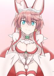 Rule 34 | 1girl, absurdres, ahoge, animal ears, aqua eyes, arc system works, artist request, blush, breasts, bridal veil, cleavage, clover, dress, elphelt valentine, four-leaf clover, gloves, guilty gear, guilty gear xrd, highres, large breasts, long sleeves, looking at viewer, no panties, pink hair, rabbit ears, ribbon, shiny skin, short hair, smile, solo, spikes, thighhighs, veil, wedding dress, white dress