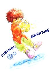 Rule 34 | 1boy, bubbmon, crests (digimon), crying, digimon, digimon (creature), digimon adventure, izumi koshiro, pacifier, short hair