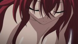 Rule 34 | 10s, 1girl, animated, animated gif, bouncing breasts, breasts, demon girl, female focus, high school dxd, large breasts, long hair, nipples, nude, red hair, rias gremory, screencap, solo, topless