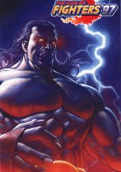 Rule 34 | 1990s (style), abs, facial hair, glowing, glowing eyes, lightning, muscular, mustache, topless male, snk, the king of fighters, wolfgang krauser