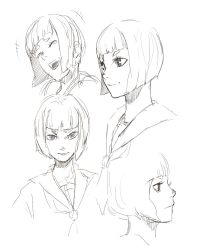 Rule 34 | 1girl, bob cut, expressions, laughing, looking at viewer, looking away, original, profile, shnyam, sketch, smile, tears, white background