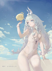 Rule 34 | &gt; &lt;, + +, 1girl, ahoge, animal, animal ear fluff, animal ears, arm rest, arm up, artist name, azur lane, bird, blue eyes, blue sky, braid, breasts, chick, choker, closed mouth, cloud, cloudy sky, covered navel, cowboy shot, day, fake animal ears, hair ornament, hairband, hand up, highleg, highleg leotard, highres, jgl, le malin (azur lane), le malin (listless lapin) (azur lane), lens flare, leotard, long hair, looking away, looking to the side, low twin braids, manjuu (azur lane), o-ring, o-ring choker, official alternate costume, outdoors, pantyhose, parted lips, playboy bunny, rabbit ears, sitting, skindentation, sky, small breasts, solo, star-shaped pupils, star (symbol), symbol-shaped pupils, thigh strap, thighs, twin braids, very long hair, white hair, white leotard, white pantyhose, wrist cuffs
