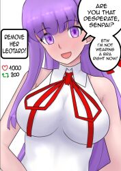 Rule 34 | 1girl, bb (fate), bb (fate) (all), bb (swimsuit mooncancer) (fate), blush, breasts, fate/extra, fate/extra ccc, fate/grand order, fate (series), hair ribbon, large breasts, leotard, long hair, looking at viewer, neck ribbon, one-piece swimsuit, open mouth, purple eyes, purple hair, raskasar, red ribbon, ribbon, simple background, swimsuit, white background, white leotard, white one-piece swimsuit