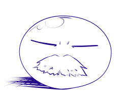 Rule 34 | 1other, commentary request, closed eyes, facial hair, facing viewer, full body, haryuu (poetto), monochrome, mustache, rimuru tempest, shadow, slime (creature), solo, tensei shitara slime datta ken, white background