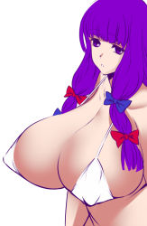 Rule 34 | 1girl, breasts, ginnyo, huge breasts, large breasts, patchouli knowledge, purple hair, solo, touhou, white background