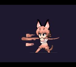 Rule 34 | animal costume, animal ear fluff, animal ears, animated, caracal (kemono friends), gloves, kemono friends, letterboxed, midoribox, neck ribbon, punching, ribbon, simple background, skirt, video