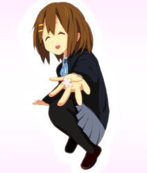 bad_id bad_pixiv_id brown_hair closed_eyes flower hirasawa_yui k-on! kaiman pantyhose school_uniform short_hair solo squatting