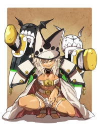 Rule 34 | 1girl, belt bra, breasts, cape, dark-skinned female, dark skin, feet, gazacy (dai), guilty gear, guilty gear xrd, hat, highres, huge weapon, long hair, looking at viewer, navel, open mouth, ramlethal valentine, short shorts, shorts, sword, thigh strap, weapon, white hair, yellow eyes