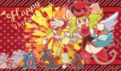 Rule 34 | 1girl, animal ears, basket, breasts, frilled hat, frills, gloves, green hair, hat, heart (mad rat dead), highres, leotard, mad rat, mad rat dead, mob rat (mad rat dead), mouse (animal), mouse ears, mouse girl, mouse tail, nippon ichi, nonnon, rat god, red eyes, tail, top hat, wings, wrist cuffs
