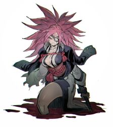 Rule 34 | 1girl, amputee, baiken, big hair, breasts, cleavage, eyepatch, facial tattoo, guilty gear, guilty gear strive, japanese clothes, kimono, large breasts, long hair, one-eyed, open clothes, open kimono, pink hair, ponytail, samurai, scar, scar across eye, scar on face, solo, sword, tattoo, weapon, yohane shimizu