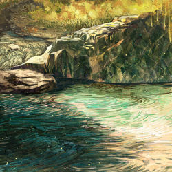 Rule 34 | bad id, bad pixiv id, distortion, gemi, landscape, making-of available, no humans, original, scenery, stone, water