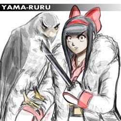 Rule 34 | 1girl, ainu clothes, angry, black hair, blue eyes, breasts, coat, constricted pupils, cosplay, fingerless gloves, gloves, hair ribbon, highres, looking at viewer, mamahaha, nakoruru, ribbon, samurai spirits, small breasts, snk, solo, the king of fighters, the king of fighters xiv, weapon, wide-eyed, yamazaki ryuuji