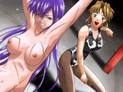 Rule 34 | bdsm, blonde hair, breasts, clenched teeth, long hair, nude, purple hair, tagme, teeth, whip marks, whipping