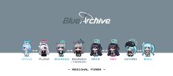 Rule 34 | &lt;key&gt; (blue archive), 6+girls, animal ears, aqua hair, aris (blue archive), arona (blue archive), black dress, black hair, blue archive, blue eyes, blue hair, cabbie hat, chibi, dress, hairband, halo, hat, hatsune miku, hiyori (blue archive), long hair, look-alike, multiple girls, pixel art, plana (blue archive), purple eyes, redforge, school uniform, shiroko (blue archive), shiroko terror (blue archive), short hair, side ponytail, twintails, white hair, wolf ears, wolf girl