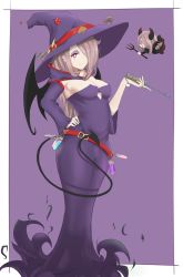 Rule 34 | 10s, 2girls, breasts, cleavage, collar, dual persona, hair over one eye, hat, highres, little witch academia, long hair, luna nova school uniform, medium breasts, multiple girls, mushroom, mushroom on head, parted lips, pink hair, red eyes, school uniform, standing, sucy manbavaran, tail, wide sleeves, wings, witch, witch hat