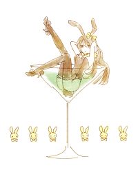Rule 34 | 1girl, animal ears, ass, bare shoulders, bow, breasts, brown hair, cleavage, detached collar, drink, fake animal ears, high heels, long hair, pantyhose, playboy bunny, rabbit ears, ribbon, rwby, sitting, solo, velvet scarlatina, wrist cuffs