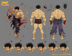 Rule 34 | 1boy, absurdres, barefoot, biceps, boxers, brown male underwear, character request, collage, cross scar, expressions, facial hair, facial scar, feet, fiery clothing, goatee, highres, large hands, large pectorals, male focus, male underwear, muscular, muscular male, nanase miri, obliques, official art, pants, pectorals, scar, scar across eye, scar on arm, scar on back, scar on cheek, scar on chest, scar on face, scar on forehead, scar on stomach, short hair, spiked hair, topless male, torn clothes, torn pants, underwear, underwear only, war of zodiac
