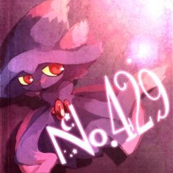 Rule 34 | closed mouth, colored sclera, creatures (company), drop shadow, floating, game freak, gen 4 pokemon, ghost, mismagius, nintendo, no humans, pokedex number, pokemon, pokemon (creature), purple background, red eyes, rigu (what will be will be!), solo, wavy mouth, yellow sclera