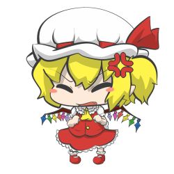 Rule 34 | anger vein, angry, bad id, bad pixiv id, blonde hair, dress, fang, flandre scarlet, hat, inunoko., solo, touhou
