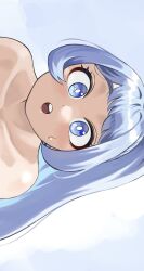 Rule 34 | 1girl, :o, bare shoulders, blue eyes, blue hair, boku no hero academia, bright pupils, commentary, fengling (furin-jp), hadou nejire, highres, long hair, open mouth, portrait, solo, white pupils