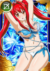 Rule 34 | 00s, 1girl, breasts, card (medium), female focus, hair ornament, ikkitousen, kanpei, large breasts, long hair, long twintails, looking at viewer, open mouth, panties, red hair, solo, swimsuit, twintails, underwear
