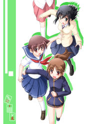 Rule 34 | 3girls, bare legs, character request, jacket, long sleeves, multiple girls, naked jacket, saki (manga), tagme, takakamo shizuno