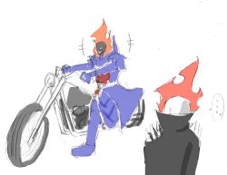 Rule 34 | ..., 2boys, demon, dormammu, fire, ghost rider, looking at another, marvel, monster boy, motor vehicle, multiple boys, no humans, trait connection