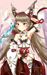 Rule 34 | 1girl, animal ears, armpits, artist request, blunt bangs, blush, breasts, cat ears, cat girl, cleavage, gloves, highres, leotard, long hair, looking at viewer, nia (blade) (xenoblade), nia (xenoblade), nintendo, niyah, silver hair, smile, solo, spoilers, standing, thighhighs, twintails, very long hair, xenoblade chronicles (series), xenoblade chronicles 2, yellow eyes