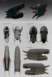 Rule 34 | 3d, absurdres, advanced ship (eve online), assault ship (eve online), commentary, concept art, cruiser (eve online), drone, english text, eve online, from above, from behind, from below, from side, glowing, grey theme, highres, military, military vehicle, multiple views, no humans, original, radvisual, science fiction, space ship, spacecraft, spaceship, tech 2 ship (eve online), thrusters, vehicle focus