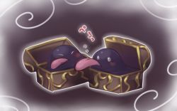 Rule 34 | commentary request, creature, full body, licking, licking another&#039;s cheek, licking another&#039;s face, mimic, mimic (ragnarok online), mimic chest, no humans, ragnarok online, rouko605, tongue, tongue out, treasure chest