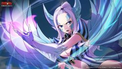 Rule 34 | 1girl, blue eyes, breasts, cleavage, fairy tail, large breasts, long hair, mirajane strauss, official art, solo, white hair