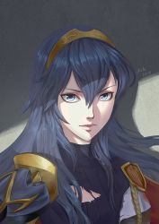 Rule 34 | 1girl, armor, aztodeus, aztodio, blouse, blue eyes, blue hair, blue shirt, closed mouth, commentary, english commentary, eyelashes, facing viewer, fire emblem, fire emblem awakening, fire emblem heroes, gold trim, hair between eyes, highres, long hair, looking at viewer, lucina (fire emblem), nintendo, realistic, shirt, shoulder armor, solo, tiara, torn clothes