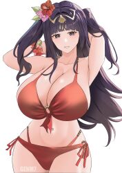 Rule 34 | 1girl, absurdres, black hair, breasts, cleavage, english text, fire emblem, fire emblem awakening, genm7, highres, large breasts, long hair, navel, nintendo, signature, solo, tagme, tharja (fire emblem), wide hips