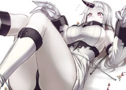 Rule 34 | 4girls, abyssal ship, blush, bound, breasts, chain, claws, colored skin, covered mouth, detached sleeves, dress, fairy (kancolle), gulliver&#039;s travels, horns, kantai collection, large breasts, long hair, mini person, minigirl, mittens, multiple girls, pale skin, panties, parody, red eyes, ribbed dress, ribbed sweater, seaport princess, short dress, single horn, solo focus, sweater, sweater dress, tied up (nonsexual), underwear, utopia, very long hair, white hair, white skin